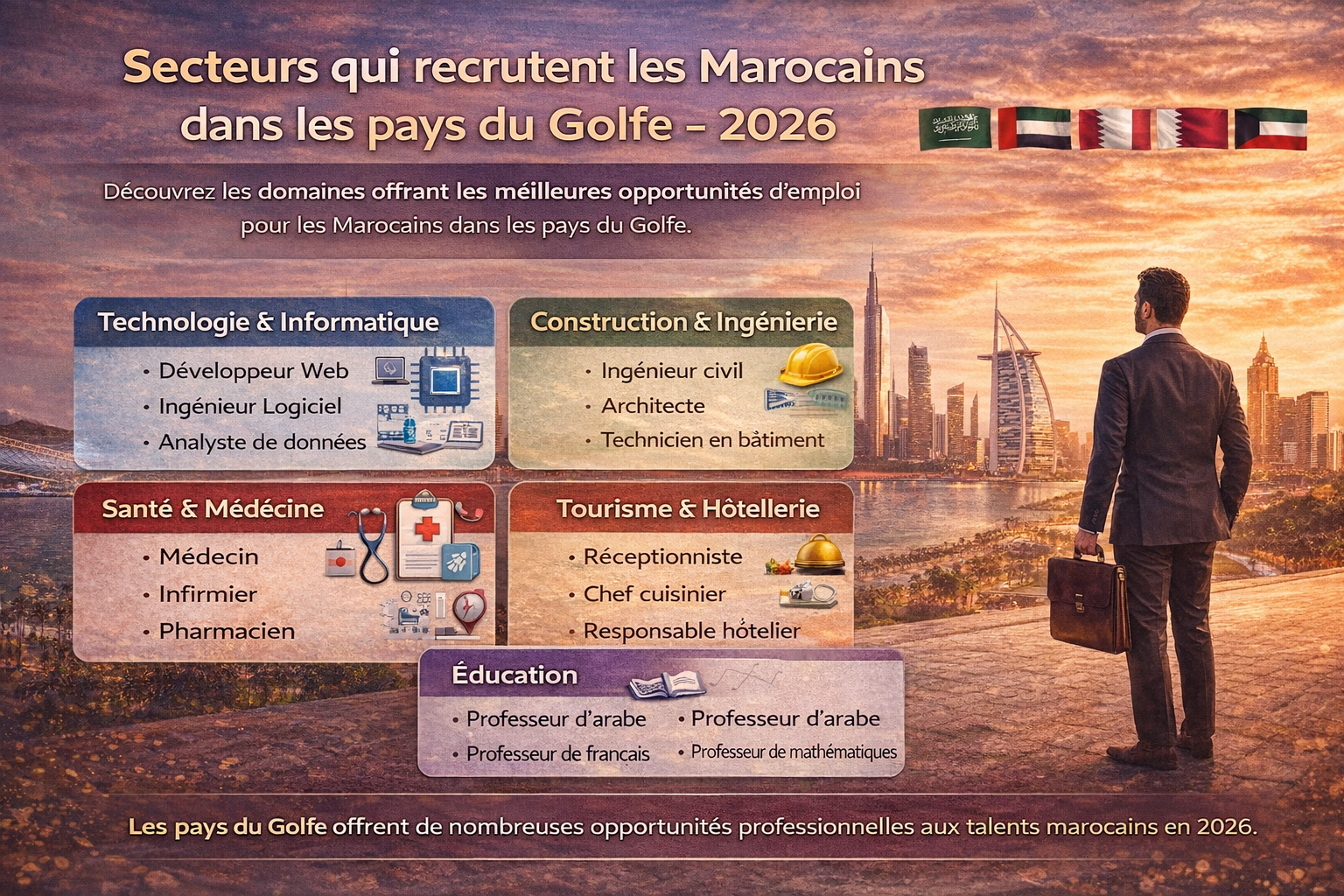 قطاعات توظيف المغاربة في الخليج 2026